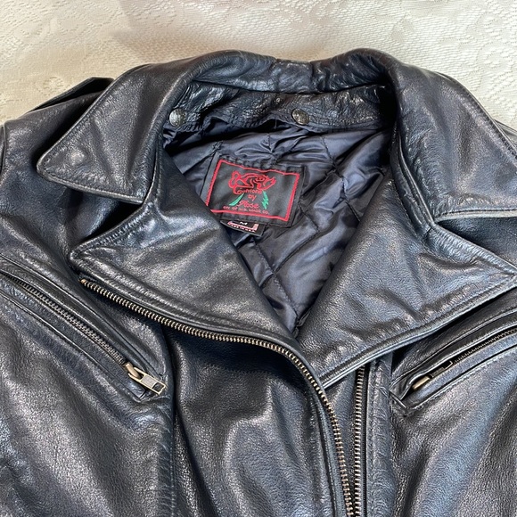 Ladies black leather biker jacket size M Fashions by Rose. - Picture 7 of 8